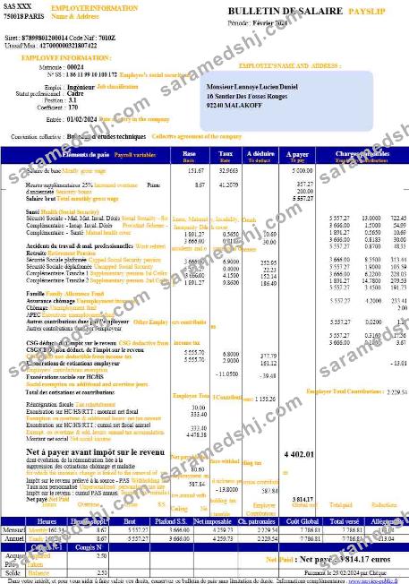 France payslip (in French language) template in Word and PDF formats.pdf, 1